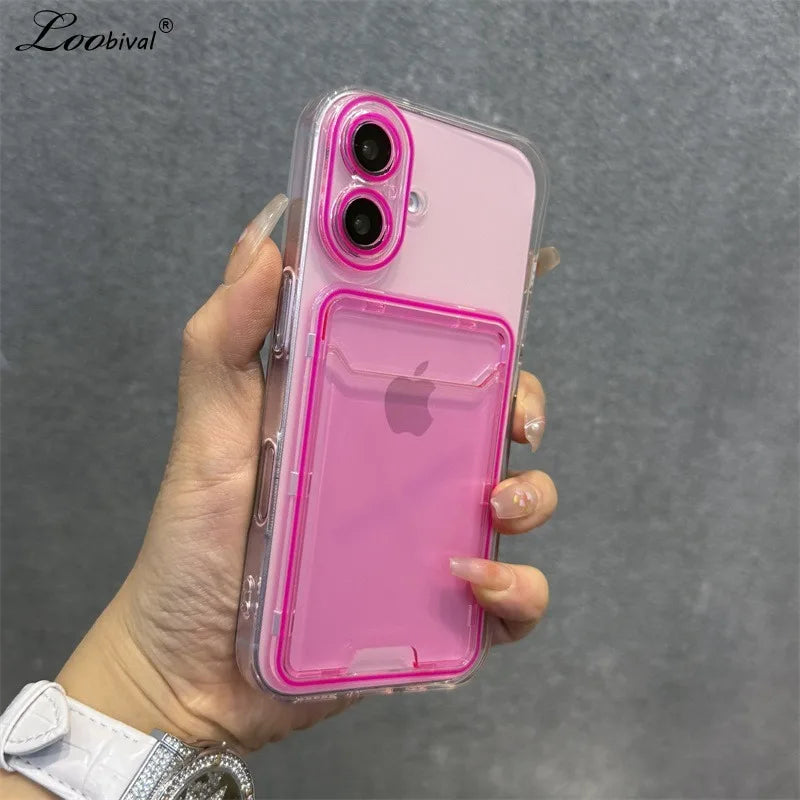 Transparent Card Holder Slot Case  For iPhone
