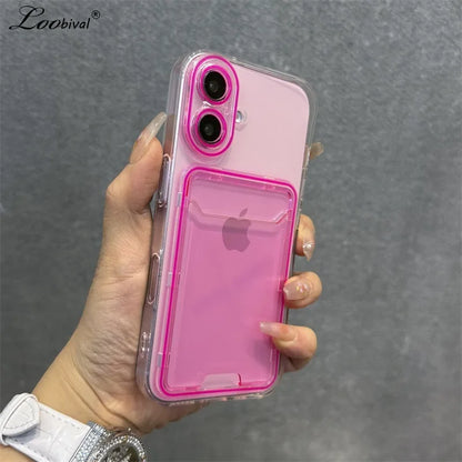Transparent Card Holder Slot Case  For iPhone
