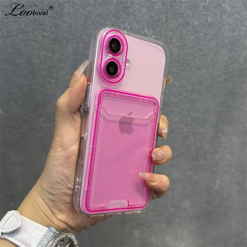 Transparent Card Holder Slot Case  For iPhone