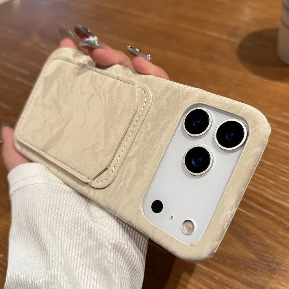 Luxury Velvet Fabric Slot Card Wallet Case For iPhone