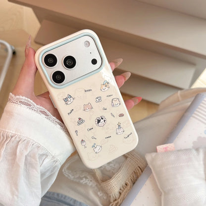 Korean Graffiti Cartoon Kitten Dessert Pattern Phone Case For iPhoner