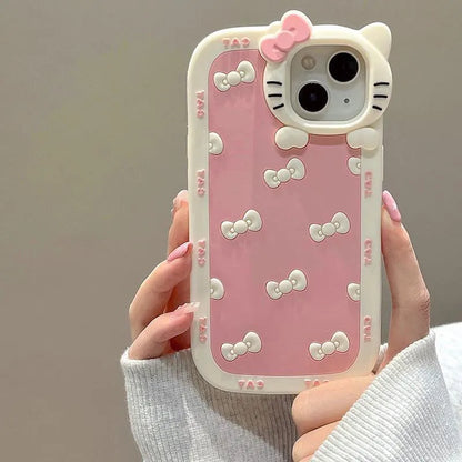 Hello Kitty Cartoon 3D Head Phone Case For iPhone