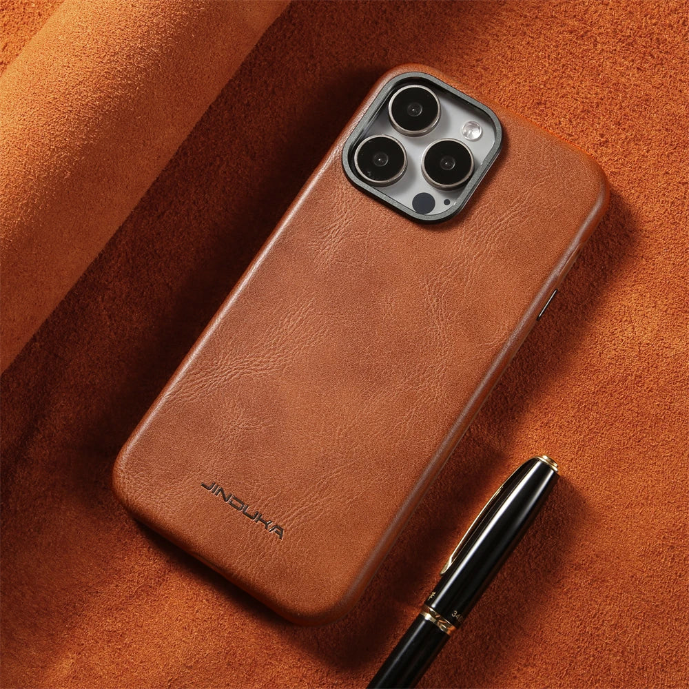 Luxury Ultra Thin Slim Leather For Magsafe Phone Case For iPhone