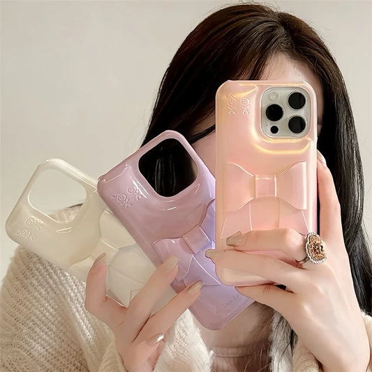 Laser Pink Bowknot Cute Phone Case