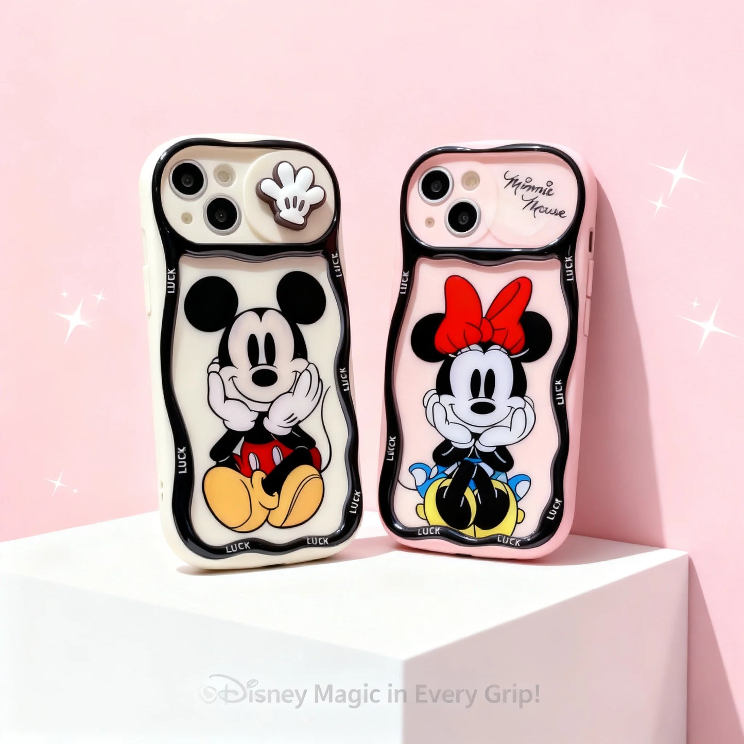 Cute Mickey Minnie Push Window Phone Case Compatible With iPhone