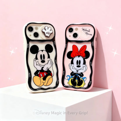 Cute Mickey Minnie Push Window Phone Case Compatible With iPhone