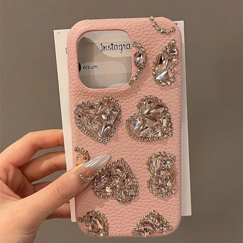 Cartoon Cat Diamond Love Phone Case, Suitable For iPhone