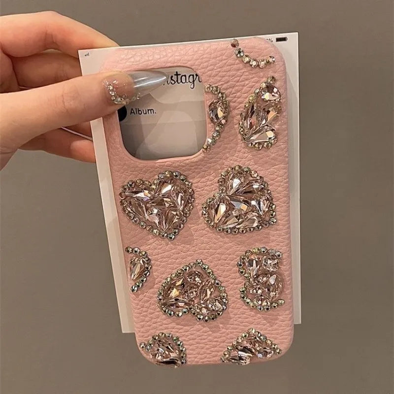 Cartoon Cat Diamond Love Phone Case, Suitable For iPhone