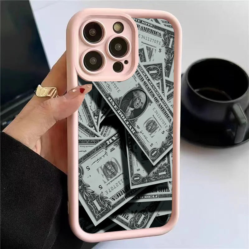 Black Bamboo Full-Coverage Banknote Design Silicone Phone Case