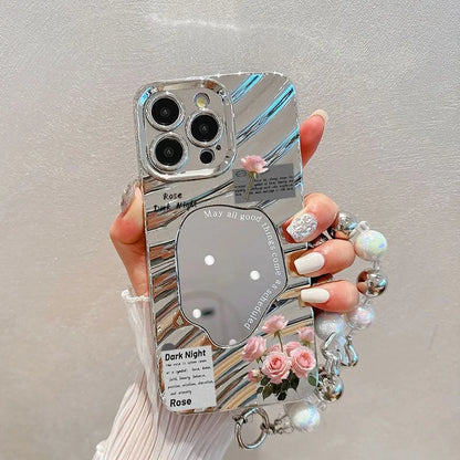 Luxury Plating Make Up Mirror Wave Bumper Shockproof Phone Case