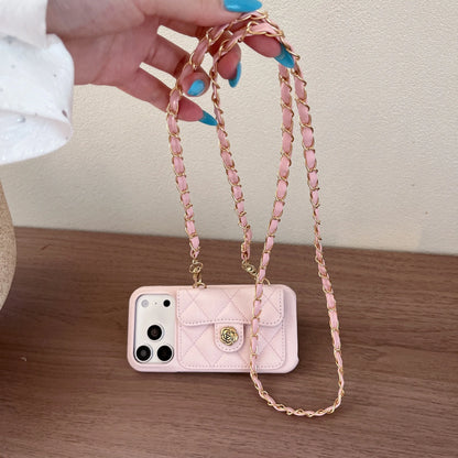 Luxury Leather Texture Card Slot Wallet Crossbody Lanyard Phone Case For iPhone