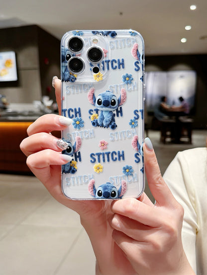 Disney Plush Stitch Love Phone Case Shockproof Cover  For iPhone