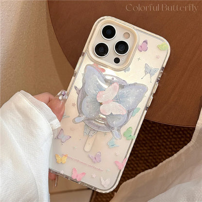Clear Colorful Butterfly Magnetic Phone Case