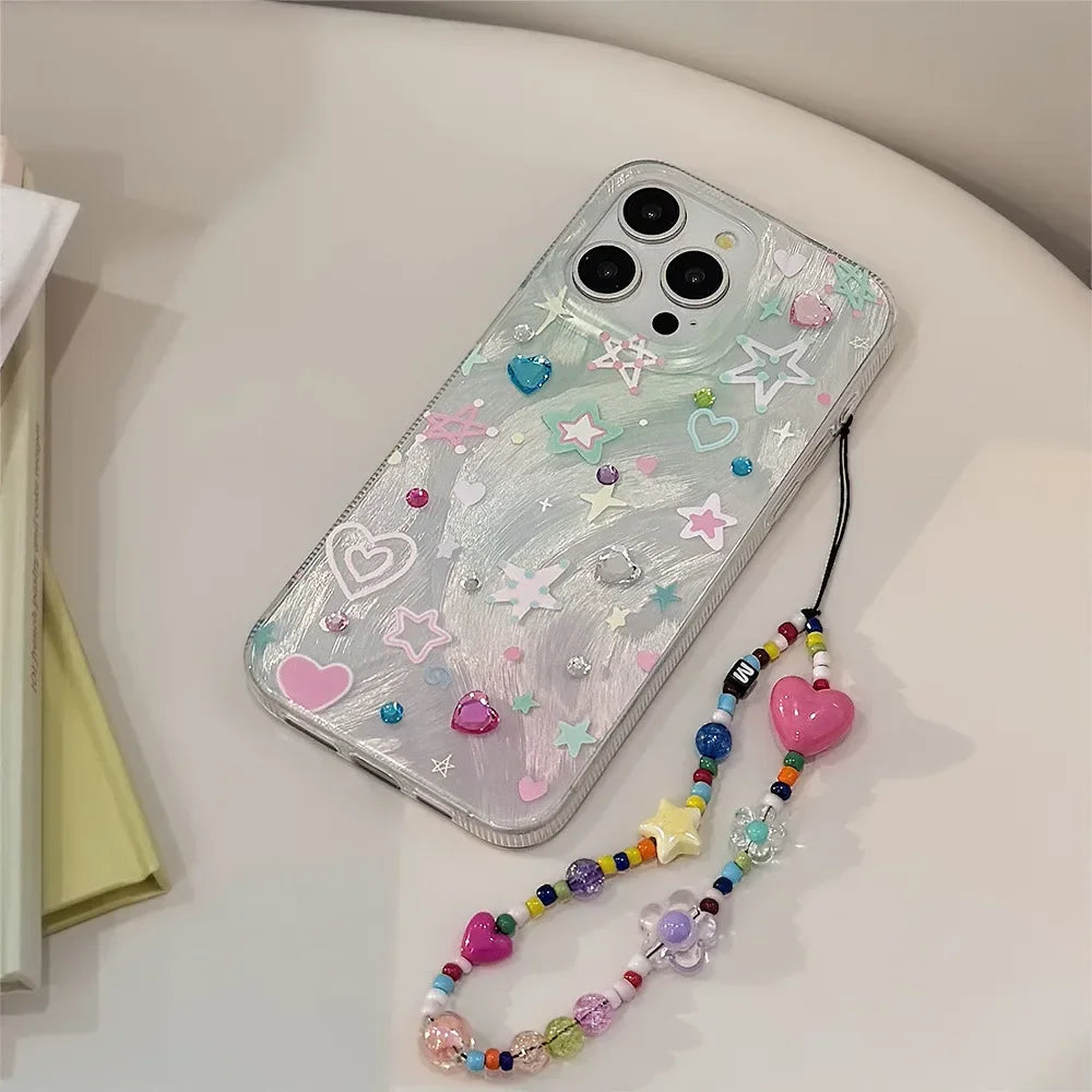 Colorful Stars Ins Shiny Bling Bling Shockproof  Shone Case For iPhone