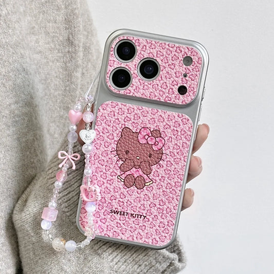 Electroplating Skin Powder Leopard Print Kitty Phone Case For iPhone