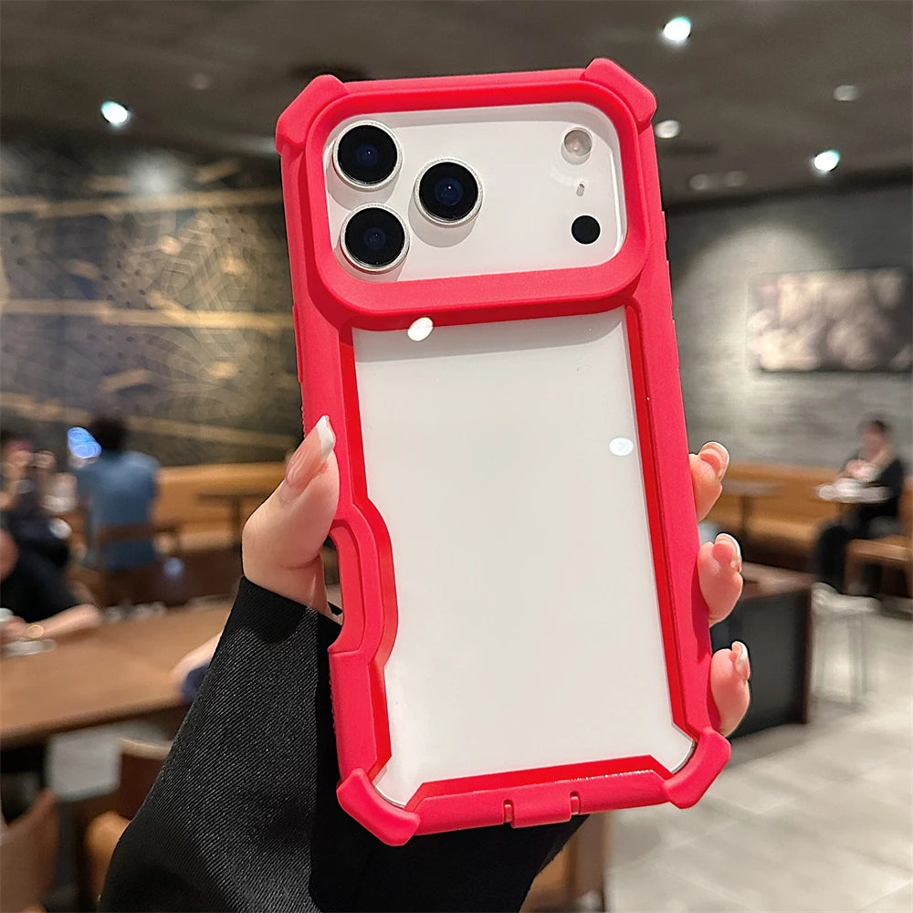 TPU Case For iPhone Rugged Hybrid Transparent Shockproof Armor Hard PC Frame Bumper Back