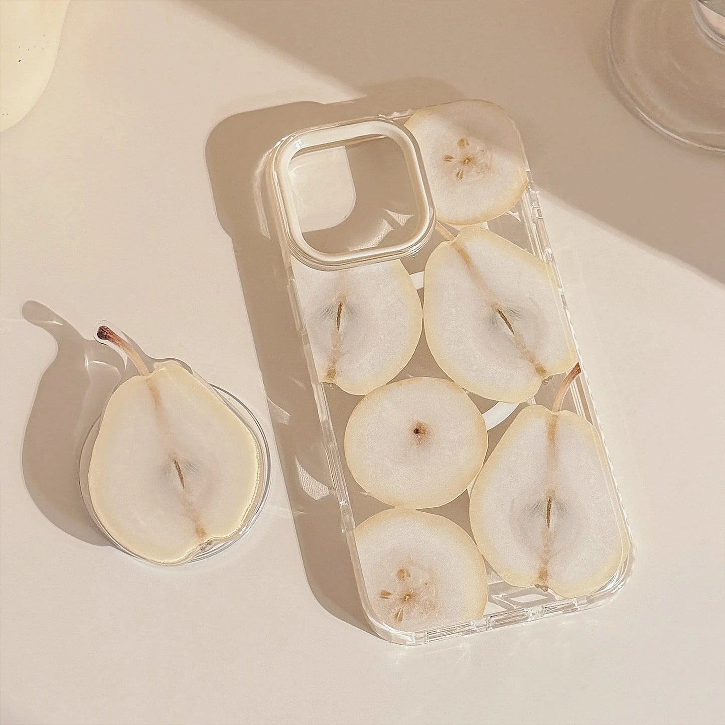 Korean Cartoon Fruit Pear Bracket Magnetic Phone Case For iPhone