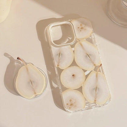 Korean Cartoon Fruit Pear Bracket Magnetic Phone Case For iPhone