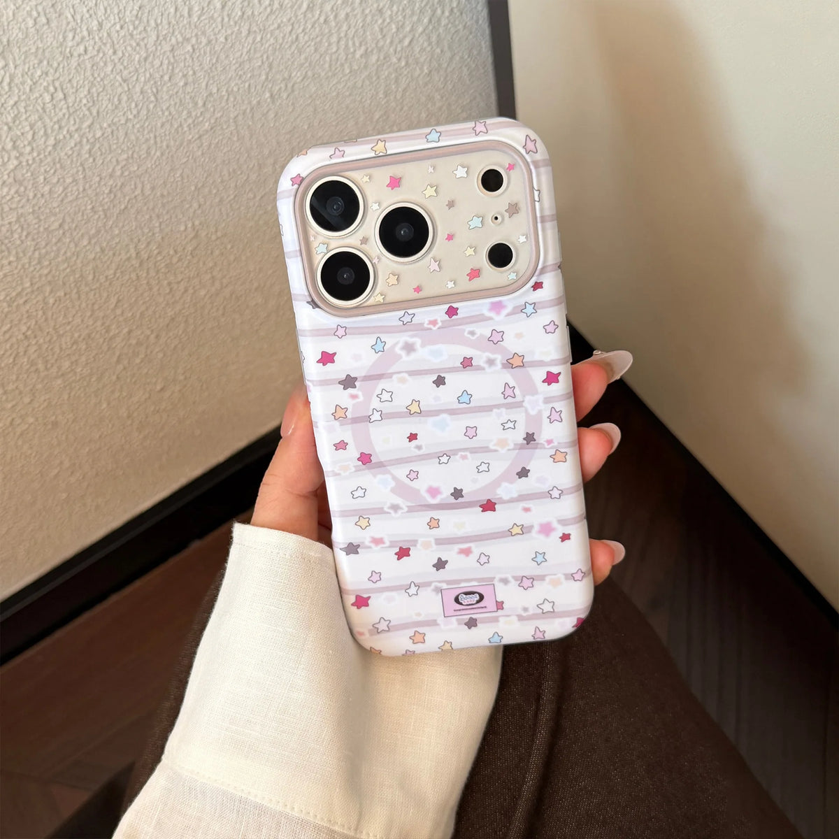 Korean Full Screen Graffiti Colorful Stars Magnetic Bracket Phone Case For iPhone