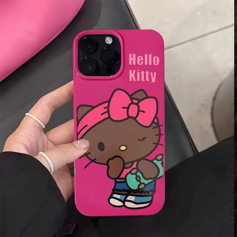 Simple Sweet Cool Handsome Skateboarding Girl HellosKittys Phone Case For iPhone