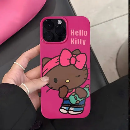 Simple Sweet Cool Handsome Skateboarding Girl HellosKittys Phone Case For iPhone