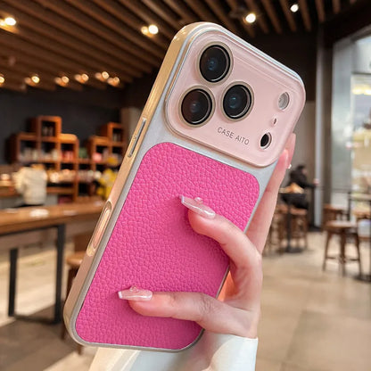 Luxury Lichee Leather Large Window Case For iPhone