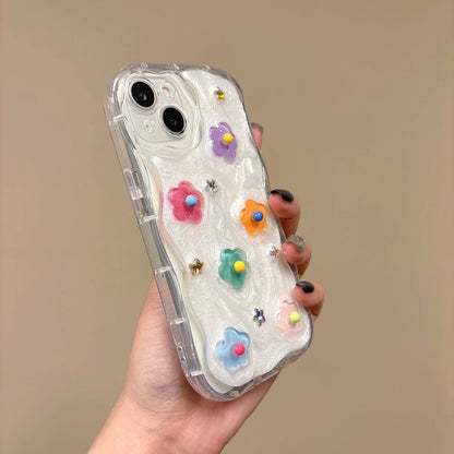 Cartoon Colorful Flower Wave Phone Case For iPhone