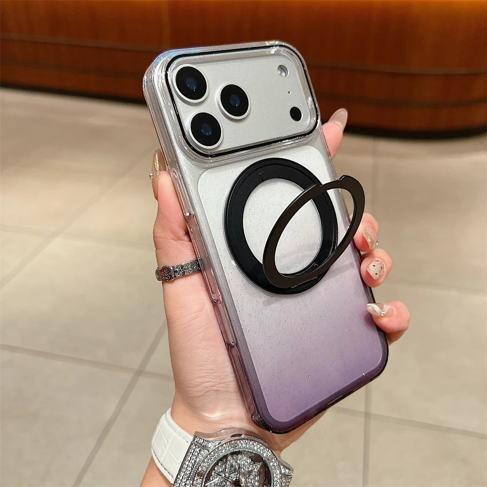 Transparent 360°Rotating Metal Holder Ring Bracket For Magsafe Magnetic Case For iPhone