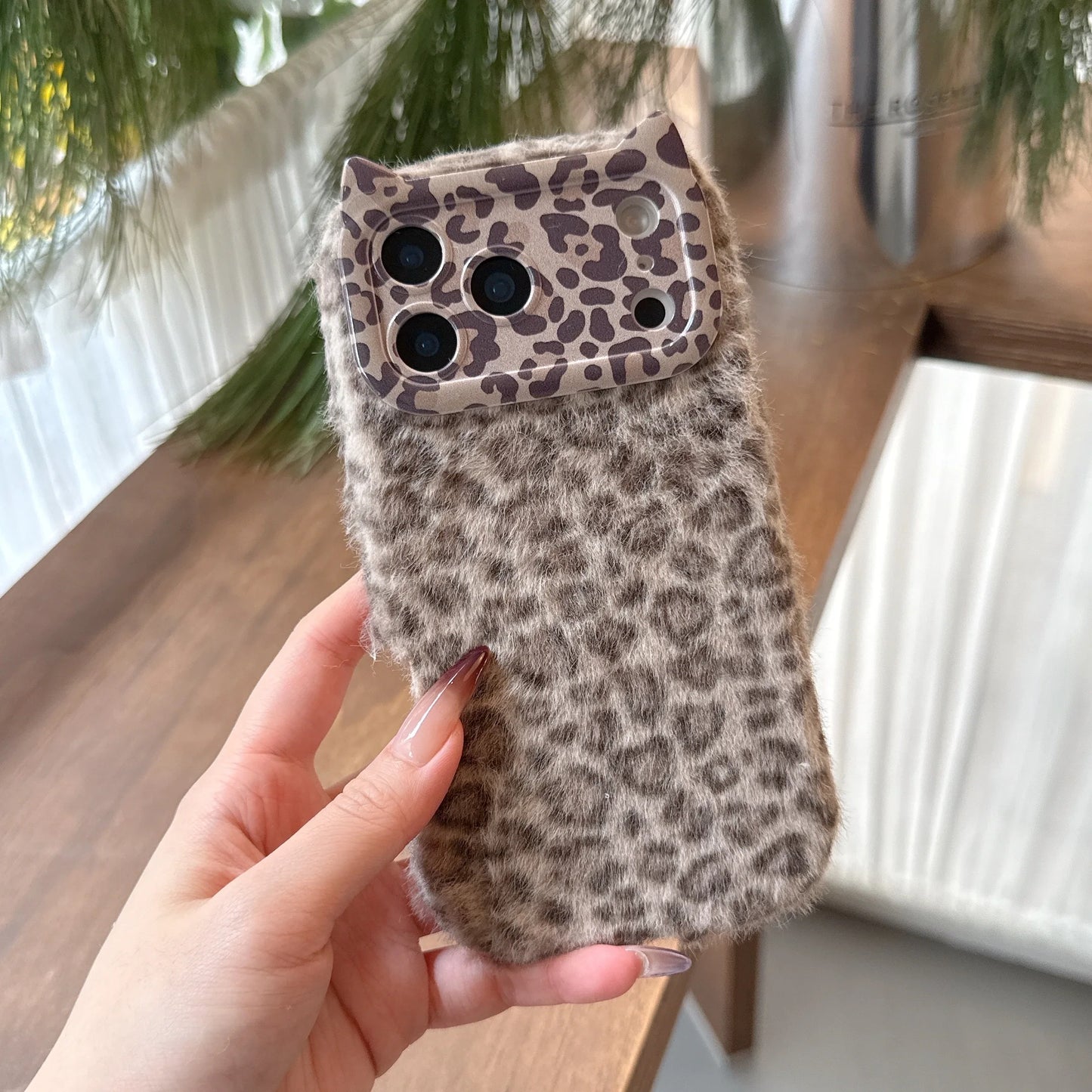 Plush Leopard Phone Case For iPhone