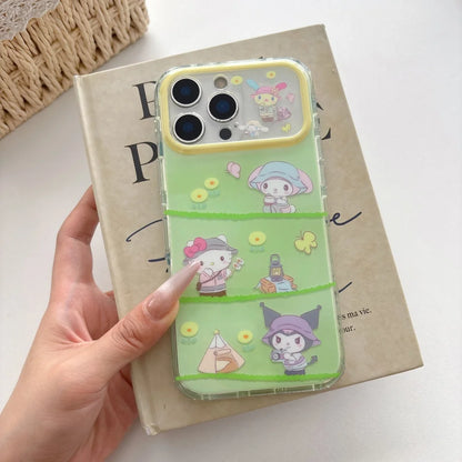 Sanrio Green Grass Camping Hello Kitty Shockproof Phone Case For iPhone