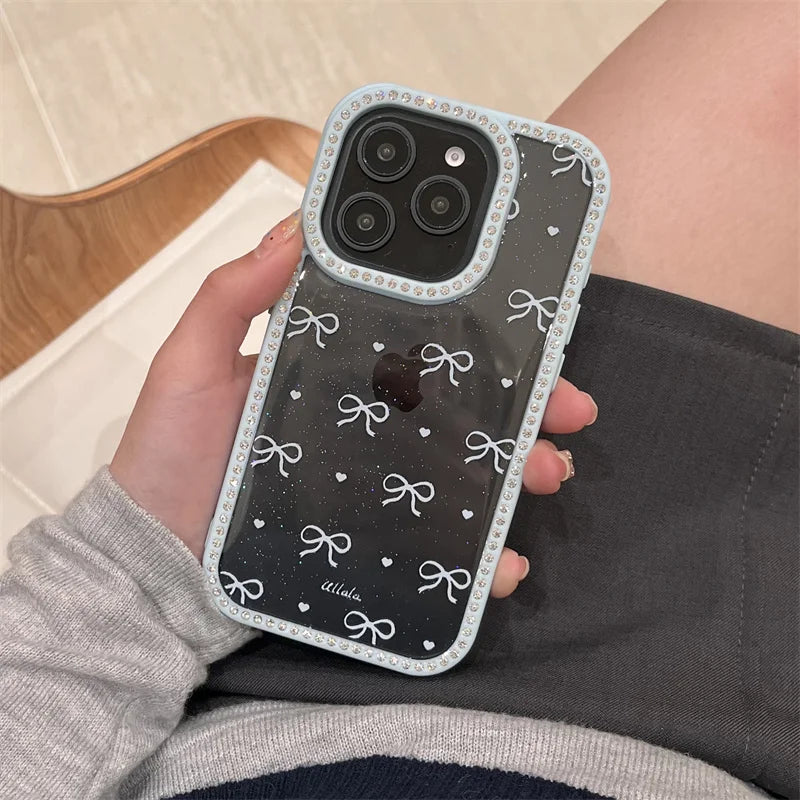 Fashion Glitter Rhinestone Border Bowknot Phone Case
