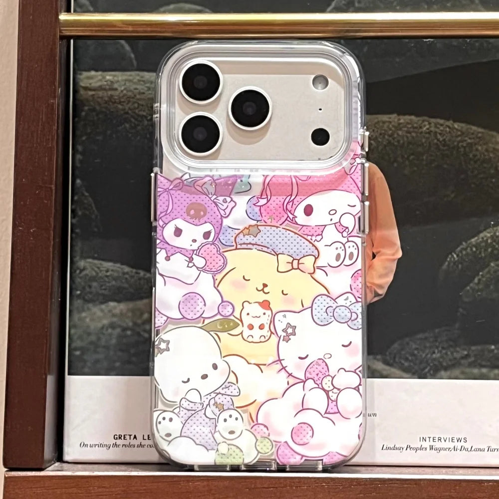 Round Edged Gilded Sanlio Family Phone Case For iPhone