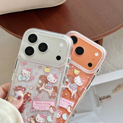 Lovely Cartoon Riding Kitty Phone Case For iPhone