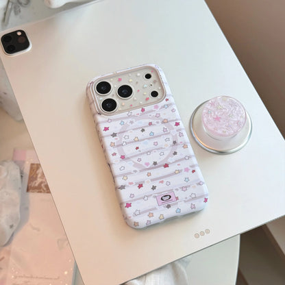 Korean Full Screen Graffiti Colorful Stars Magnetic Bracket Phone Case For iPhone