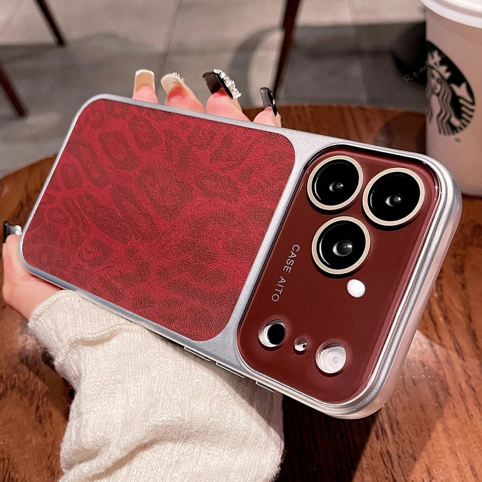 Matte Leopard Leather Phone Case For iPhone