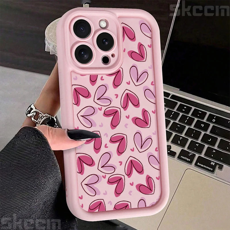 Cute Colorful Love Heart Silicone Phone Case For iPhone