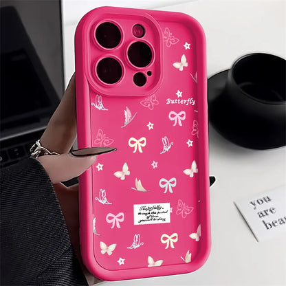 Korean Cute Pink Bowknot Silicone Phone Case For iPhone