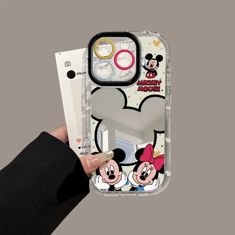 Cartoon Mickey Minnie Couple Mirror Creative Cute Phone Case For iPhone