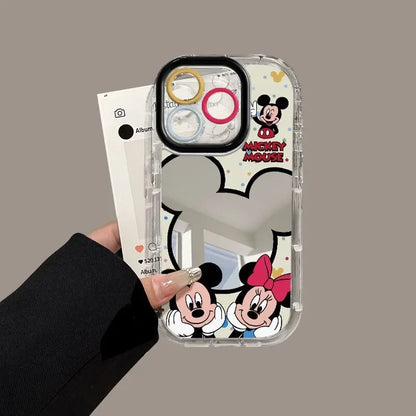 Cartoon Mickey Minnie Couple Mirror Creative Cute Phone Case For iPhone