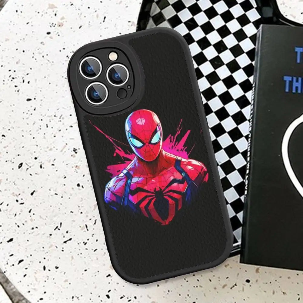 Cartoon Groot Spiderman Phone Case Hard Leather For iPhone