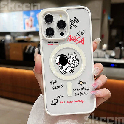Magnetic Astronaut Clear Phone Case For iPhone