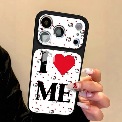 Creative Cartoon Cat Love Acrylic Large Window All Inclusive Phone Case For iPhone