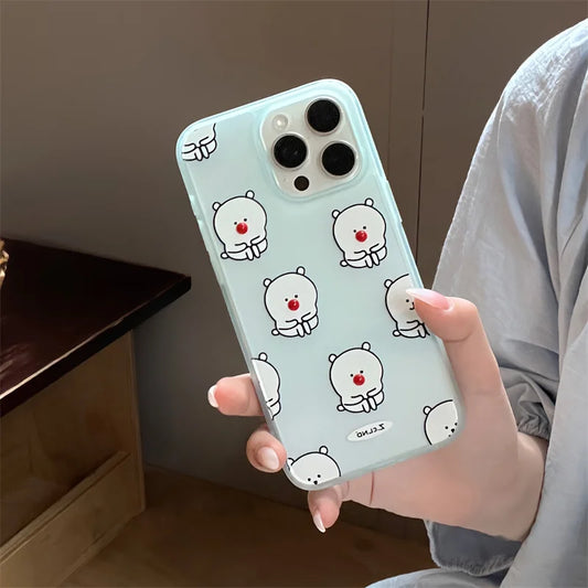 Funny Cute Cartoon Red Nose Bear Phone Case