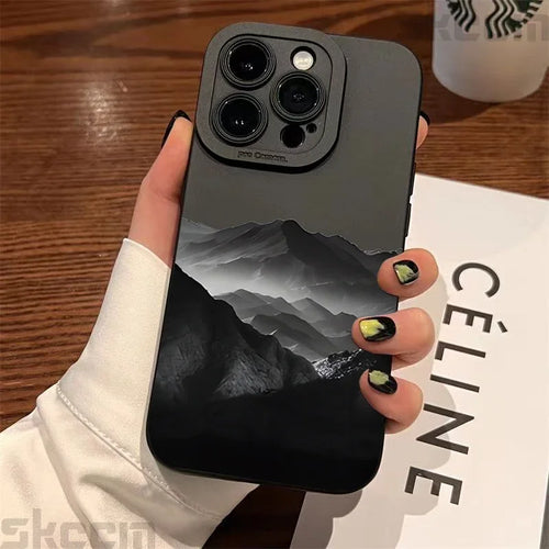 Black Mountain Peak Pattern Phone Case For iPhone