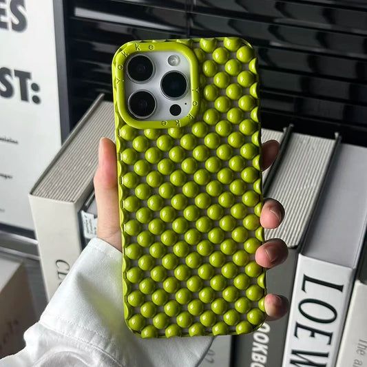 Fashion Green Pearl Round Bead Hollow Out Phone Case