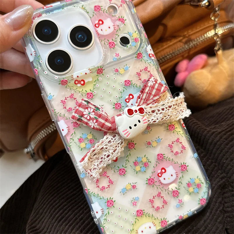 Korean Cute Flower Hellokitty Phone Case For iPhone