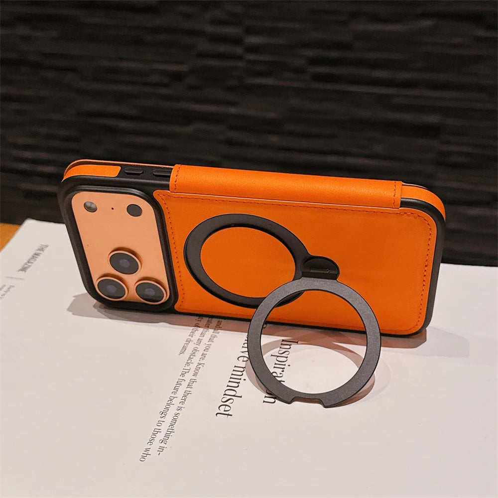 Luxury Magnetic Flip Leather Wallet Magnet Bracket Case For iPhone