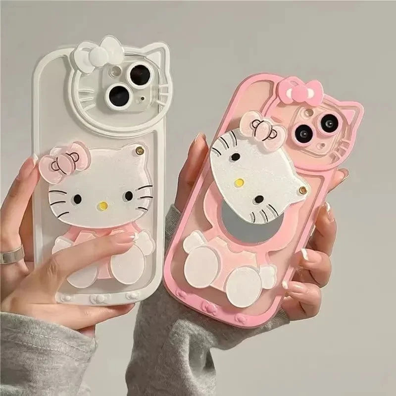 Hello Kitty Kawaii Head Mirror Phone Case For iPhone