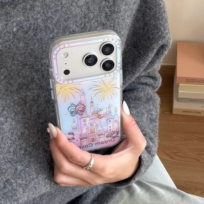 Pink Gilded Drip Glue Castle Kitty Cat For iPhone Case
