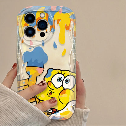 Liquid Silicone Shockproof Covers Funda S-SpongeBobs Wave Case For iPhone